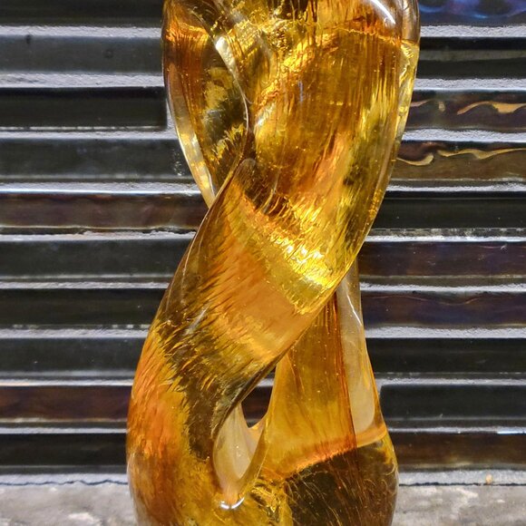 Vintage Murano Style Amber Glass Studio Art Twisted Sculpture 6" Hand Blown MCM - Picture 6 of 11